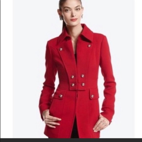 White House Black Market Jackets & Blazers - White House Black Market red military coat small